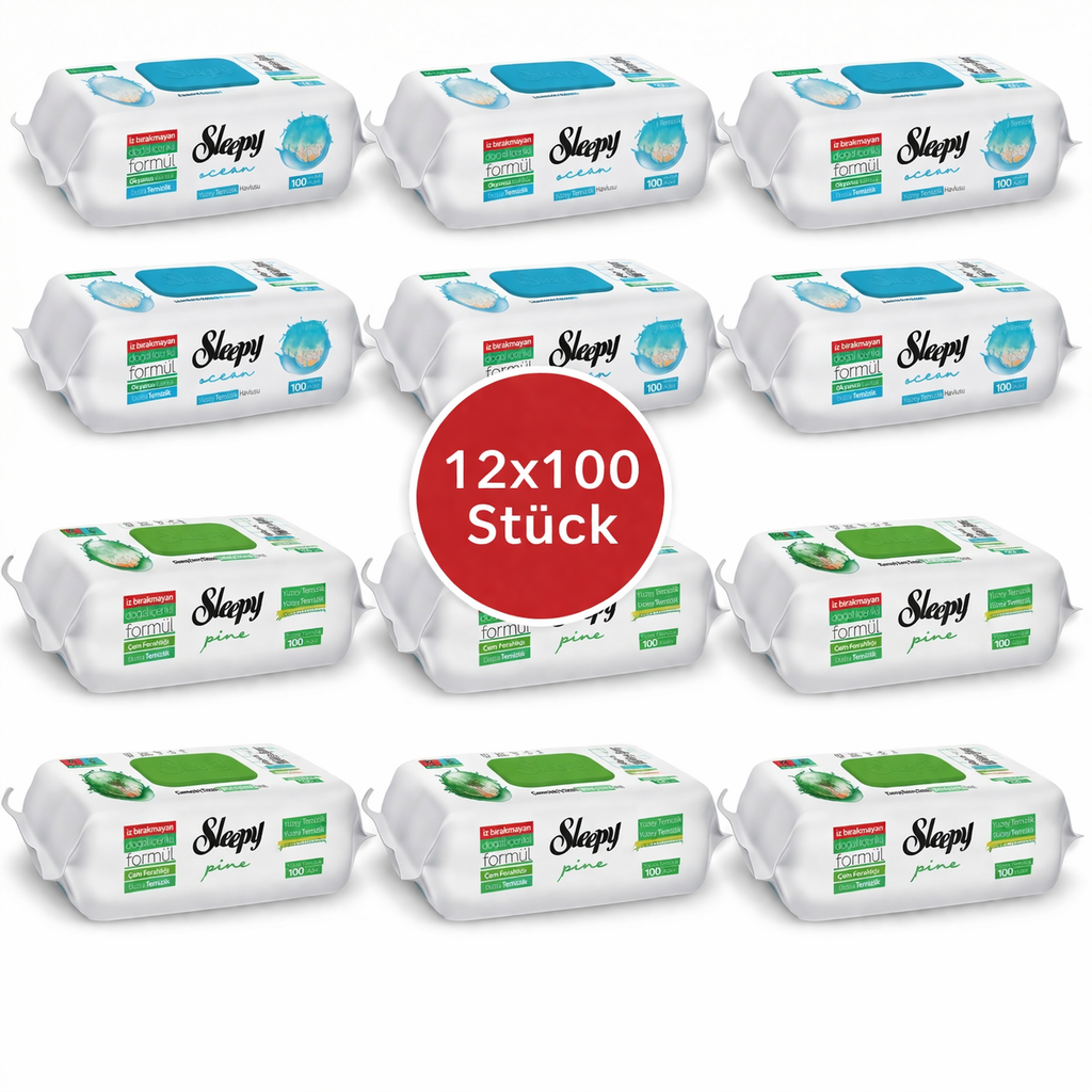 Sleepy Easy Clean Oberflächenreinigungstücher – 6x100 Ocean + 6x100 White Soap | Reinigungstücher Set