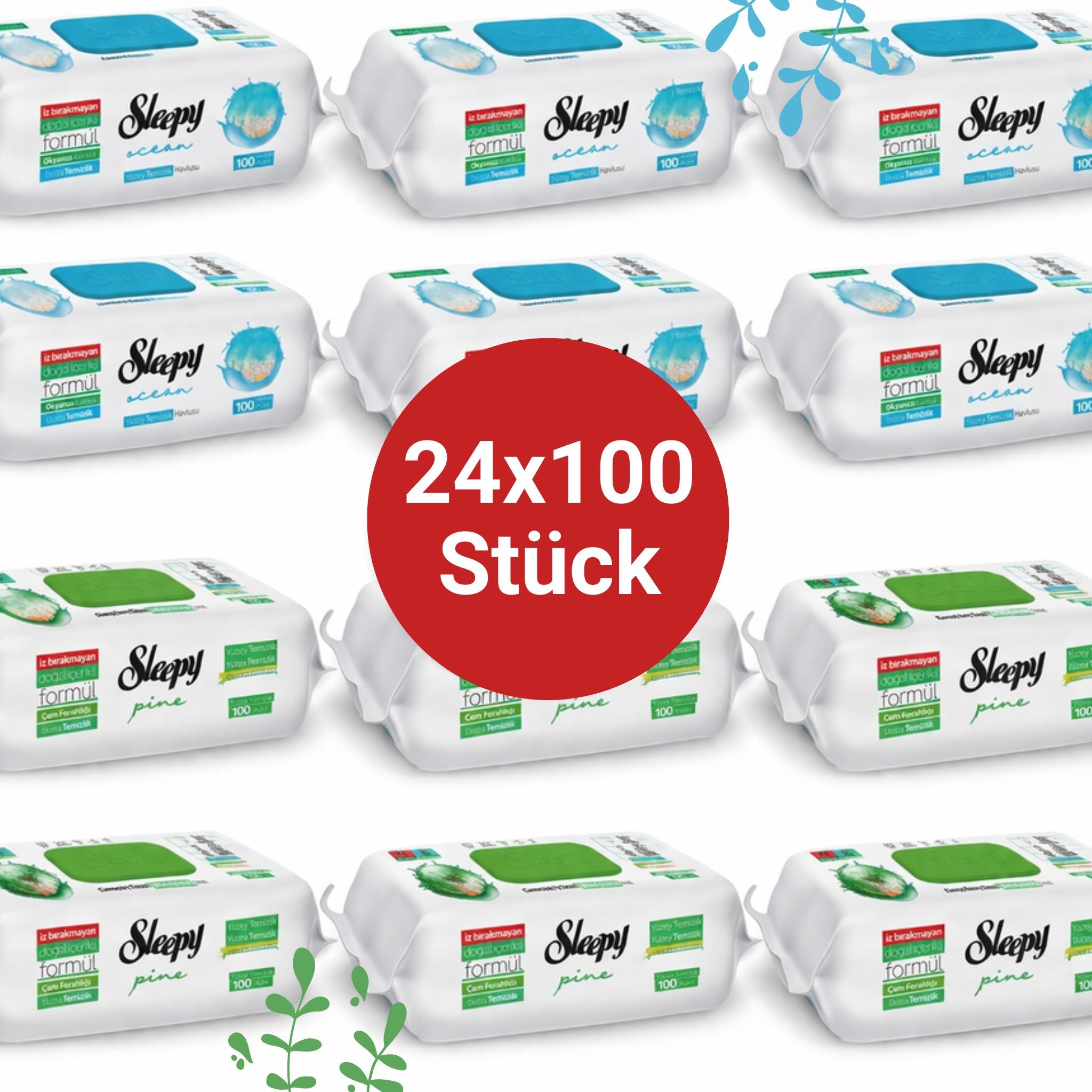 Sleepy Easy Clean Oberflächenreinigungstücher – 12x100 Ocean + 12x100 White Soap | Reinigungstücher Set
