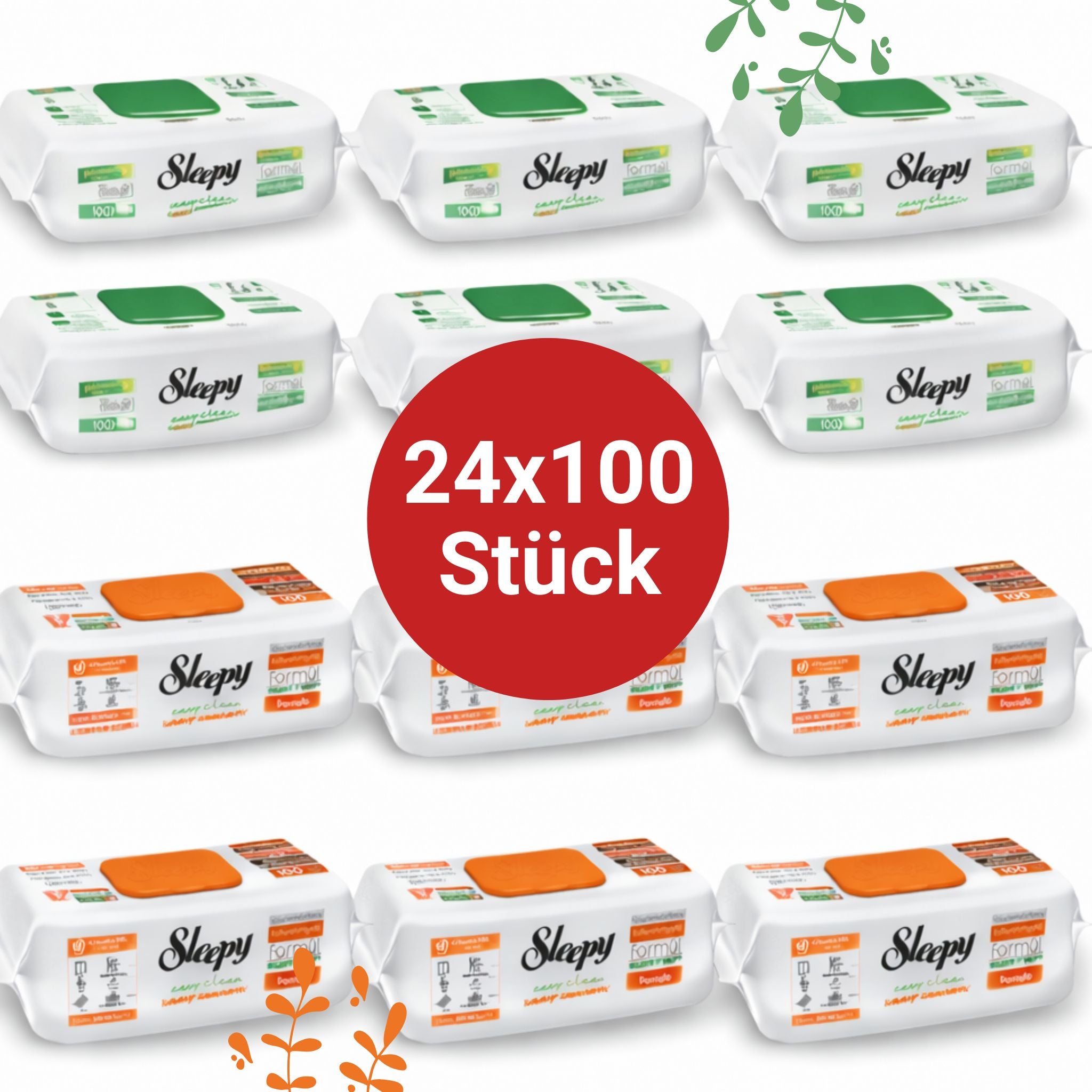 Sleepy Easy Clean Oberflächenreinigungstücher – 12x100 Orange + 12x100 White Soap | Universalputztücher