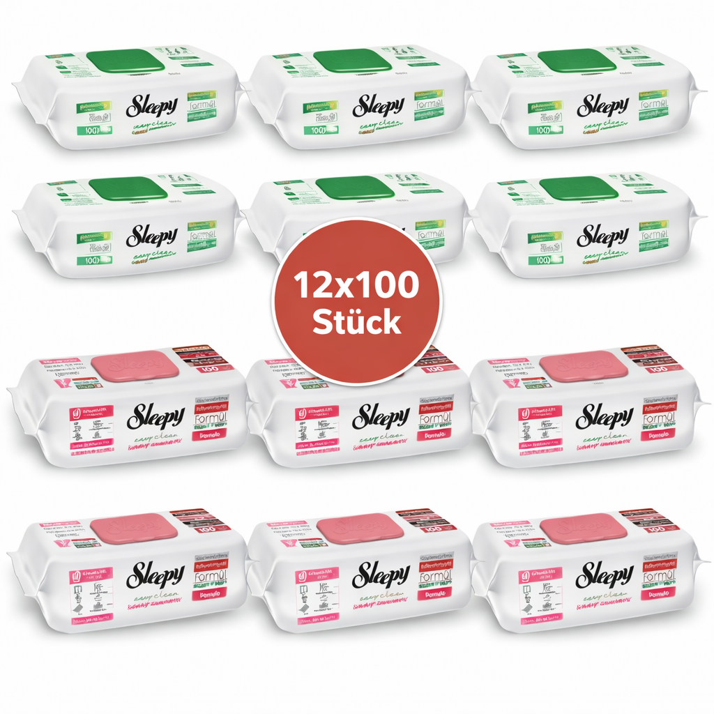 Sleepy Easy Clean Oberflächenreinigungstücher – 6x100 Pomelo + 6x100 White Soap | Arbeitsplatte reinigen