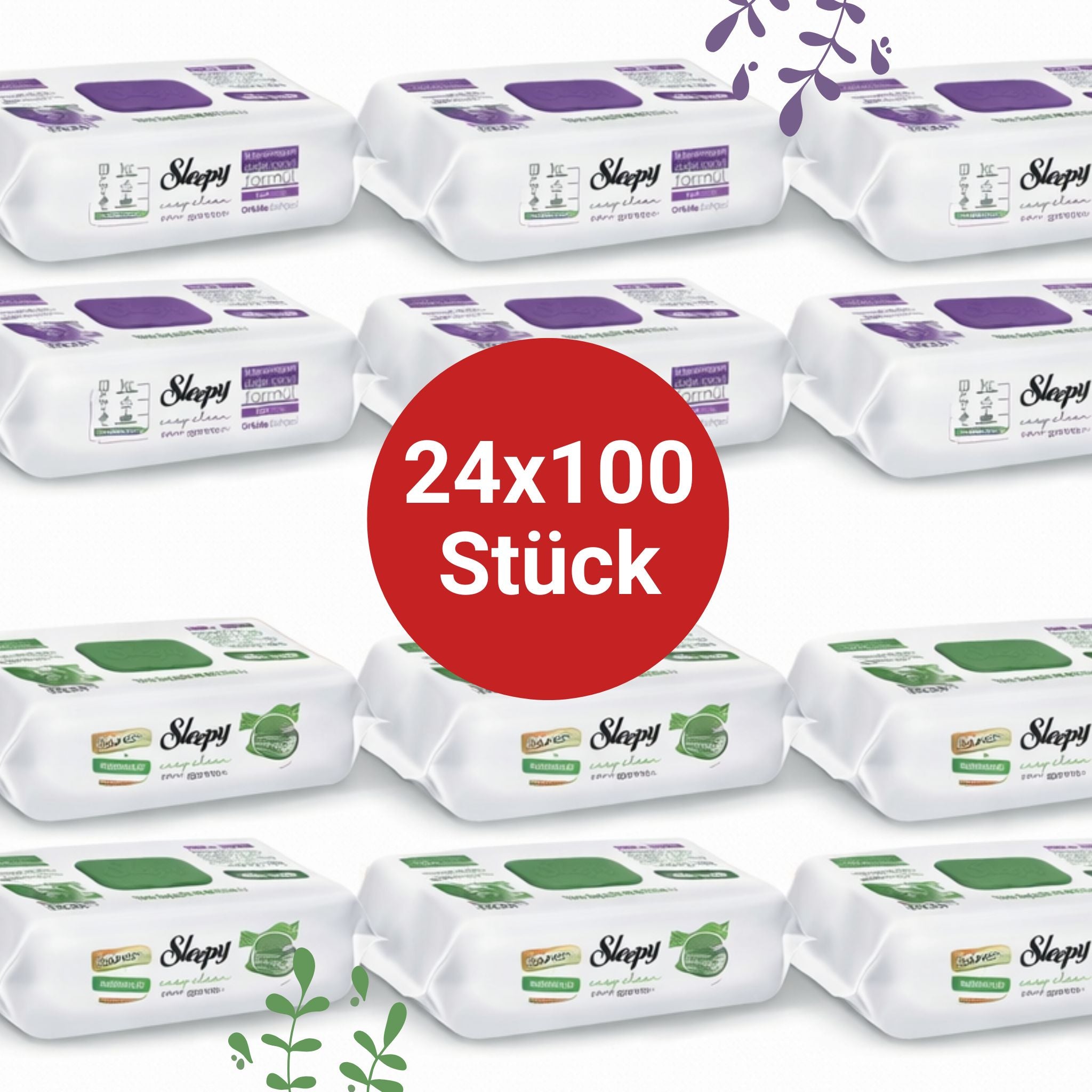 Sleepy Easy Clean Oberflächenreinigungstücher – 12x100 Orchidee + 12x100 Pine | Büro Reinigung