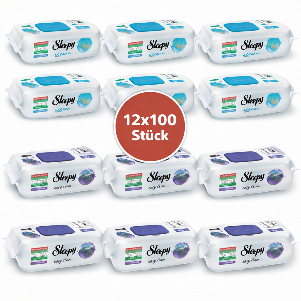 Sleepy Easy Clean Oberflächenreinigungstücher – 6x100 Montain + 6x100 Ocean | Streifenfreie Fenster