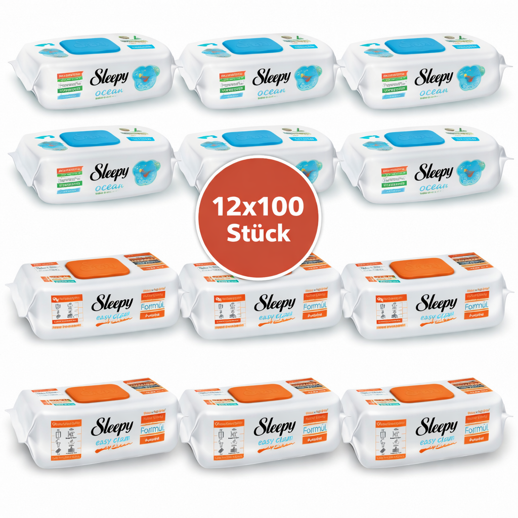 Sleepy Easy Clean Oberflächenreinigungstücher – 6x100 Ocean + 6x100 Orange | Kalklöser