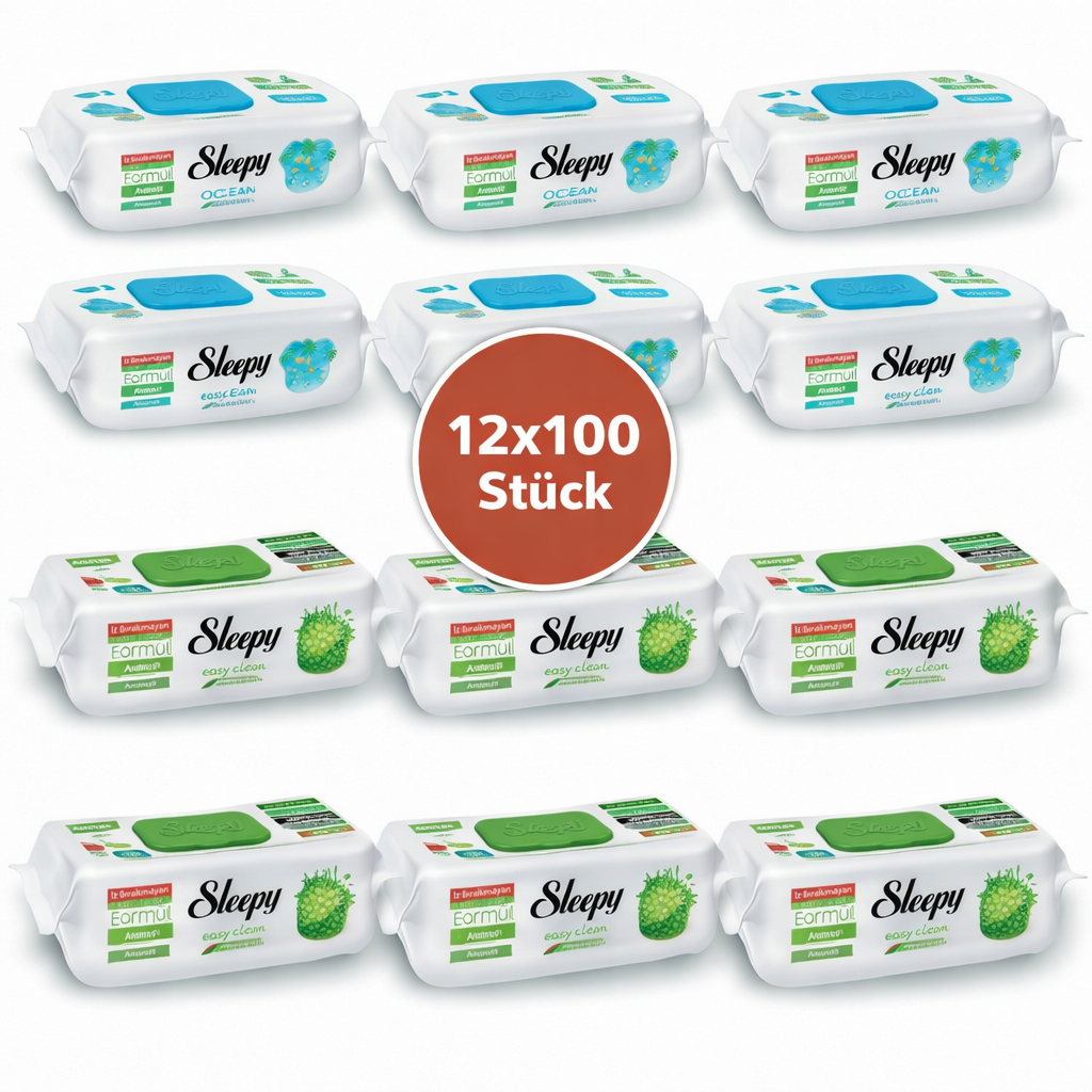 Sleepy Easy Clean Oberflächenreinigungstücher – 6x100 Ocean + 6x100 Anannas | Schreibtisch Reinigung