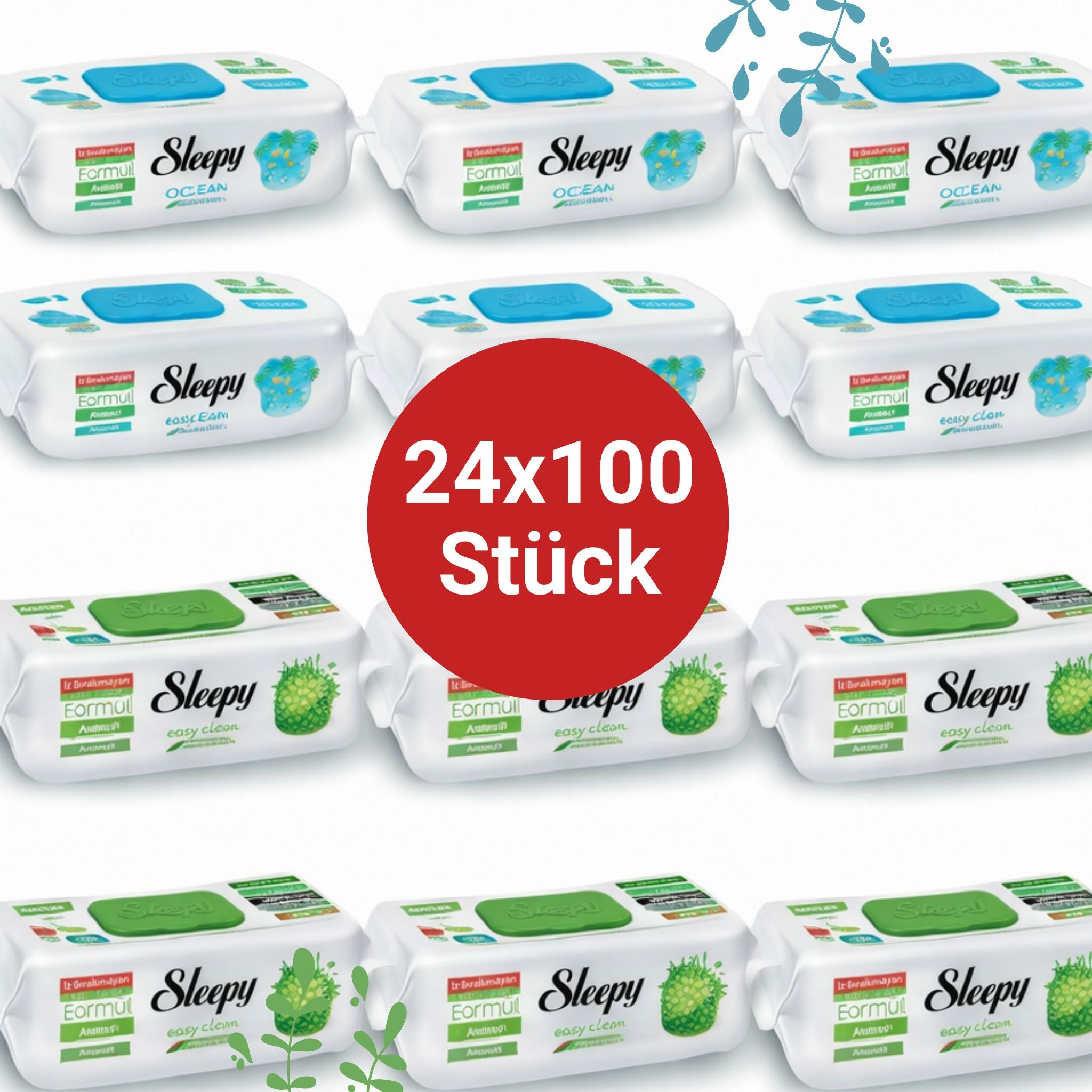 Sleepy Easy Clean Oberflächenreinigungstücher – 12x100 Ocean + 12x100 Anannas | Schreibtisch Reinigung