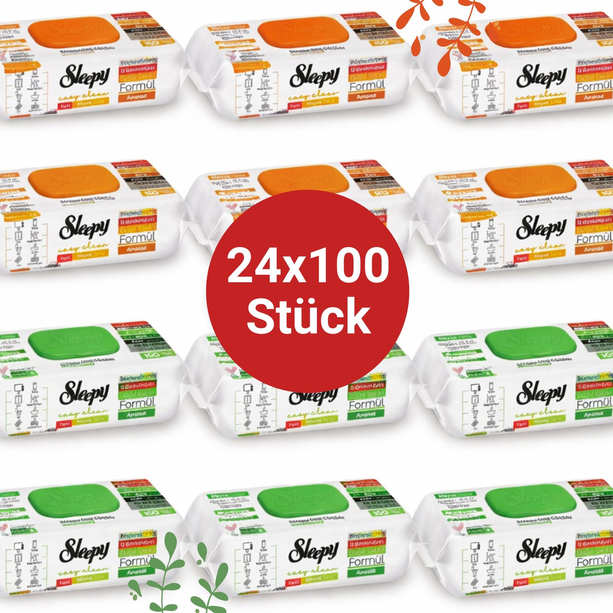 Sleepy Easy Clean Oberflächenreinigungstücher – 12x100 Anannas + 12x100 Orange | Wischpflege