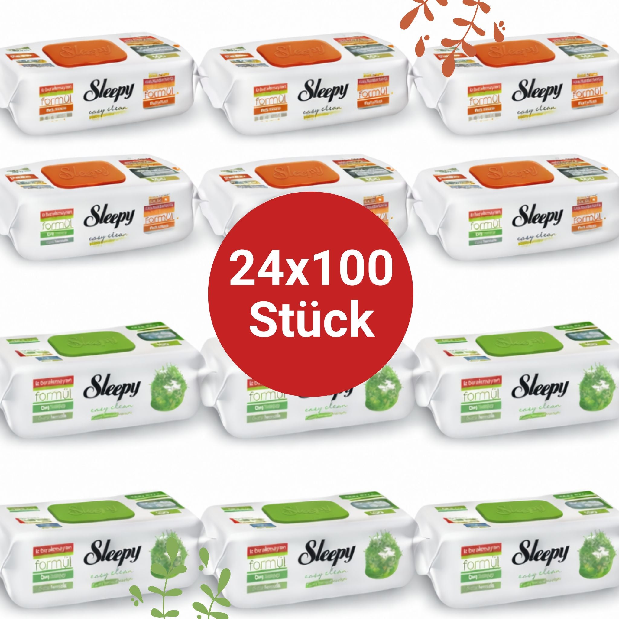 Sleepy Easy Clean Oberflächenreinigungstücher – 12x100 Pine + 12x100 Orange | Hochglanzfronten