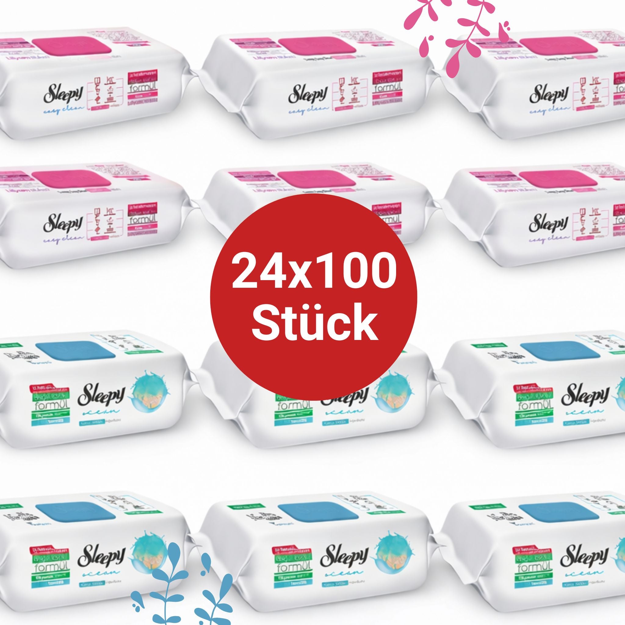 Sleepy Easy Clean Oberflächenreinigungstücher – 12x100 Lilium + 12x100 Ocean | Hygiene für Zuhause