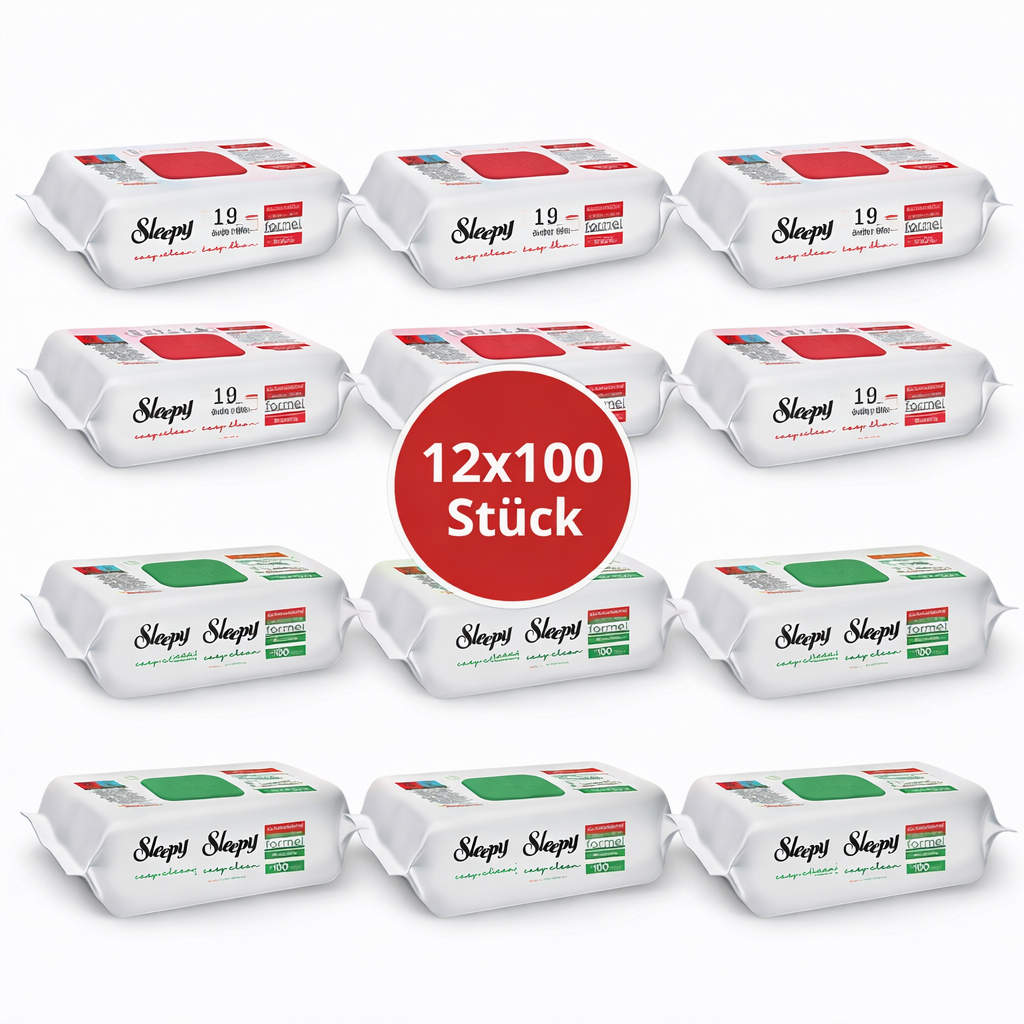 Sleepy Easy Clean Oberflächenreinigungstücher – 6x100 Kirsche + 6x100 White Soap | Streifenfrei sauber