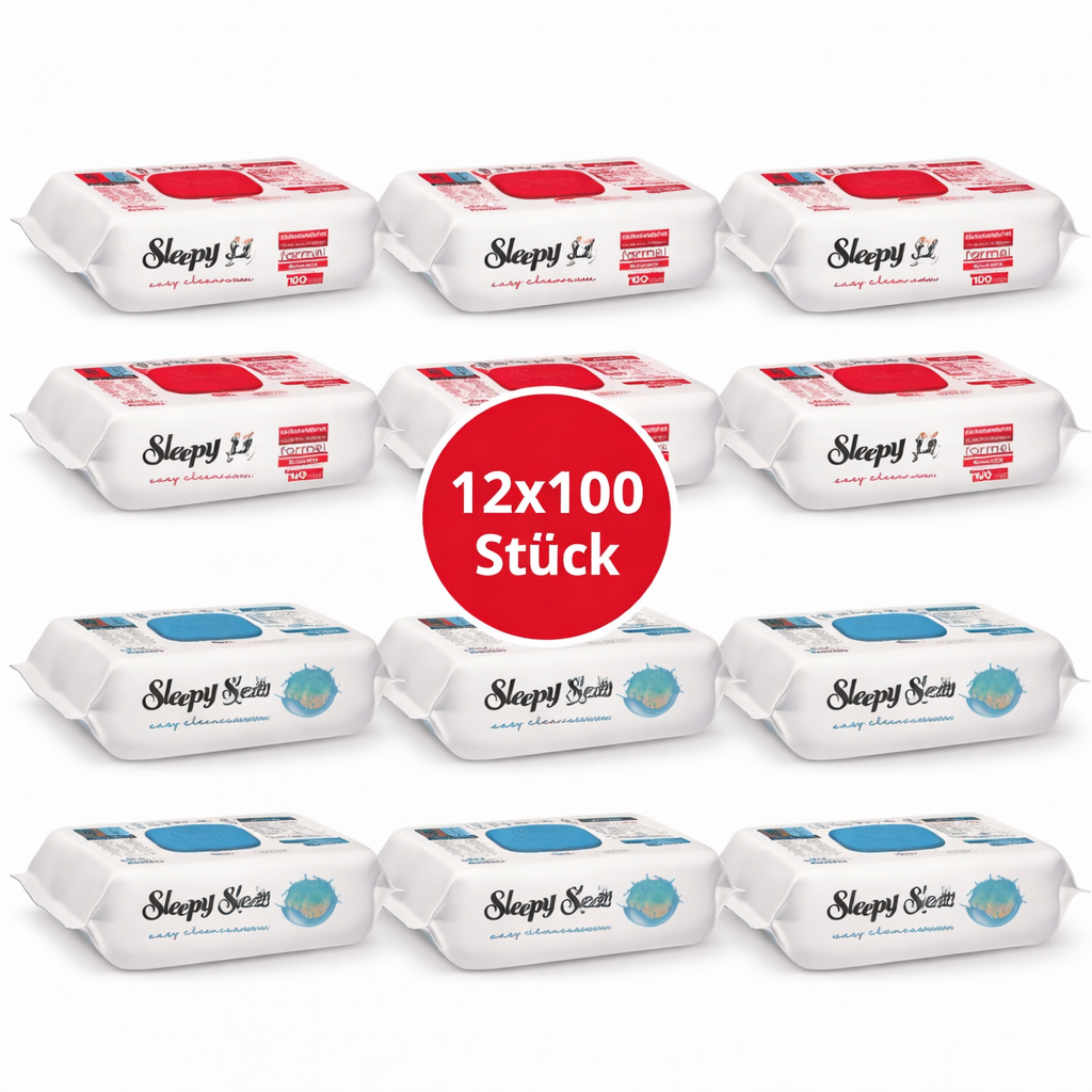 Sleepy Easy Clean Oberflächenreinigungstücher – 6x100 Kirsche + 6x100 Ocean | Streifenfreie Fenster