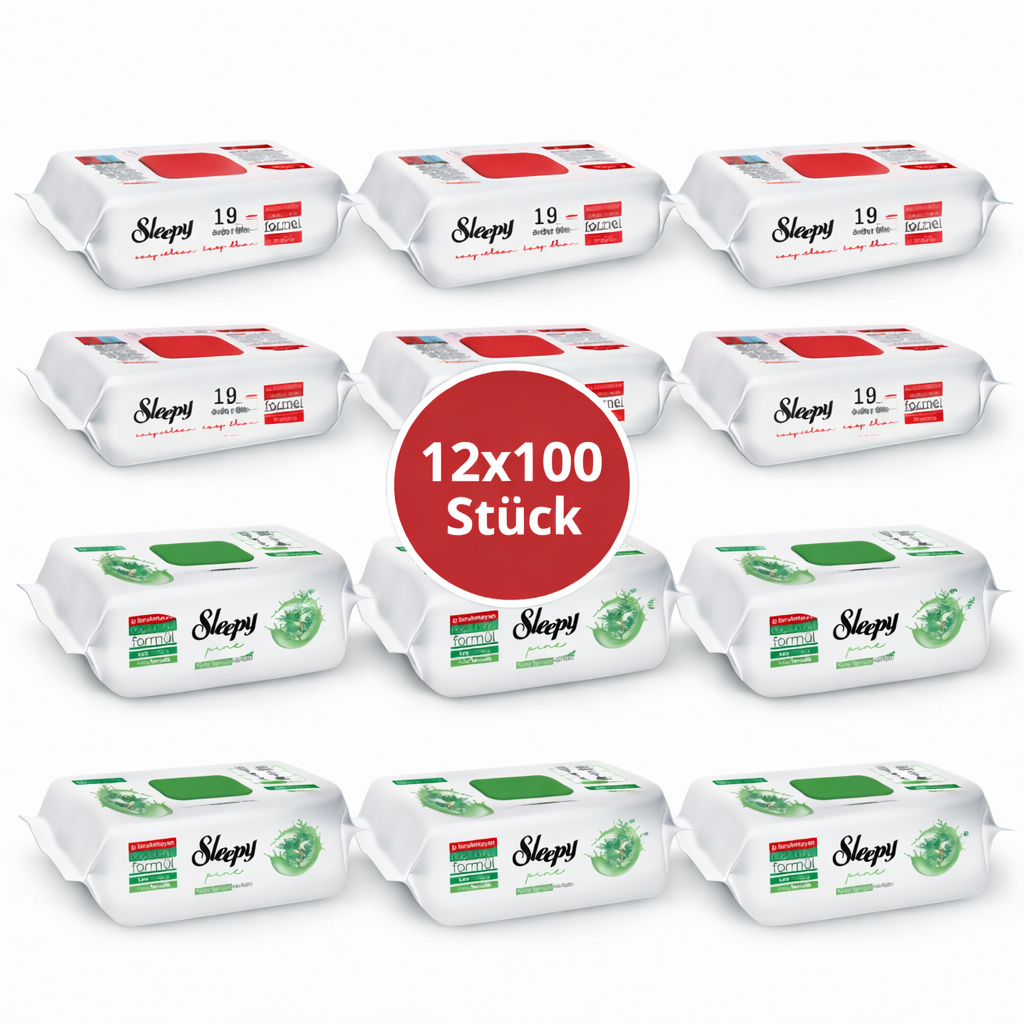 Sleepy Easy Clean Oberflächenreinigungstücher – 6x100 Kirsche + 6x100 Pine | Arbeitsplatte reinigen