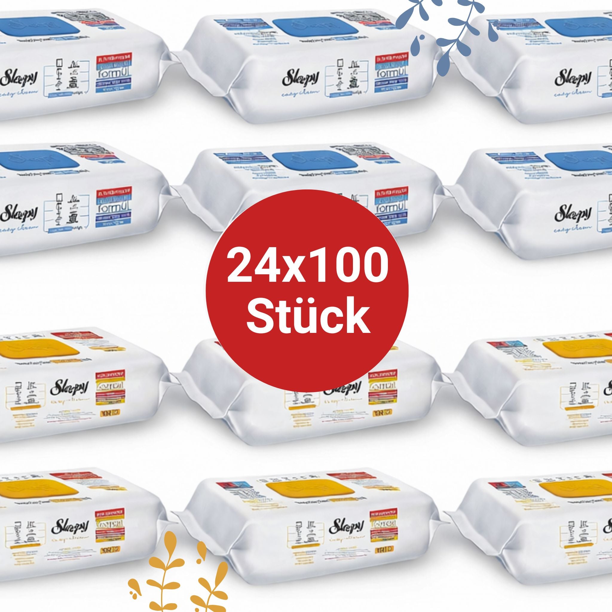 Sleepy Easy Clean Oberflächenreinigungstücher – 12x100 Gelb + 12x100 Blau | Wischpflege