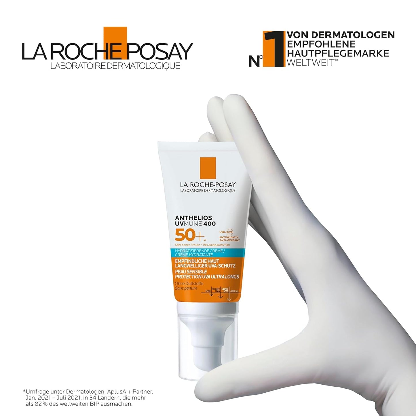 La Roche-Posay Anthelios UVMune 400 Creme LSF 50+ – Hydratisierender Sonnenschutz für trockene & empfindliche Haut, 50 ml