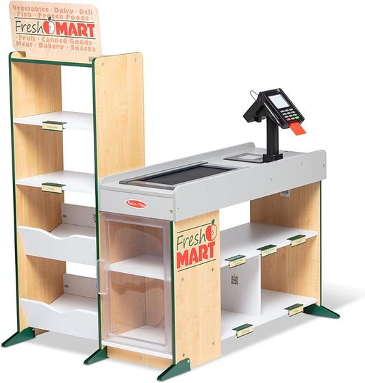 Melissa & Doug Kaufladen aus Holz - mit Förderband, Scanner, Kartenzahlung und Soundeffekten, für realistisches Rollenspiel und Förderung sozialer Fähigkeiten, für Kinder ab 3 Jahren