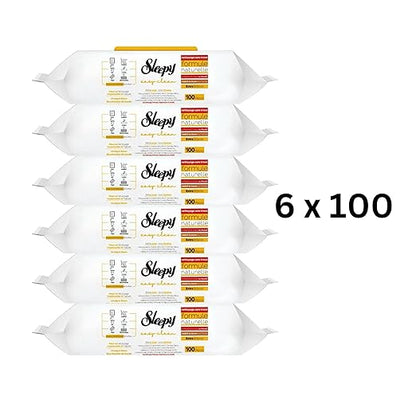 Sleepy Easy Clean Reinigungstücher mit Kräuterseifenzusatz – 6x100 Tücher (600 Blatt), Eukalyptusduft – Oberflächen-Putztücher für Küche, Bad & Haushalt
