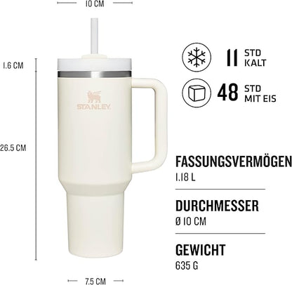 Stanley Quencher H2.0 1.2L Cream – Thermobecher mit Strohhalm, Edelstahl