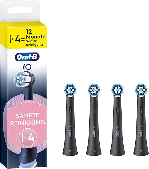 Oral-B iO Gentle Care Aufsteckbürsten – 4 Stück Ersatzbürsten Schwarz