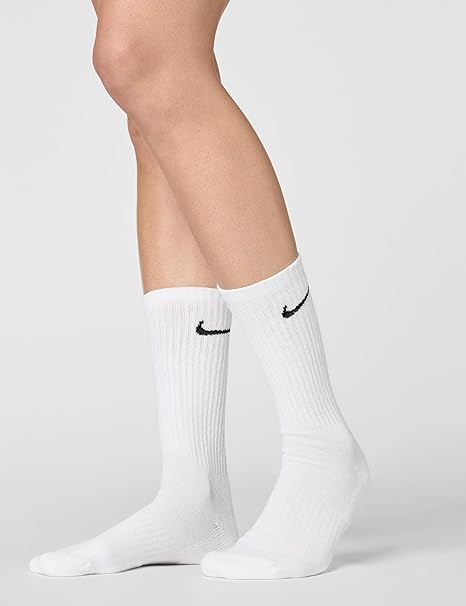 Nike 6 Paar Everyday Lightweight Crew SX7676 Tennis Socke weiß schwarz grau, Farbe:weiß, Größe:42-46