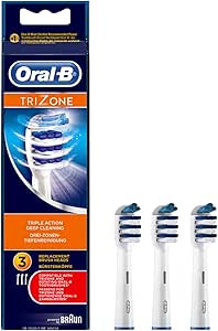 Oral-B TriZone Aufsteckbürsten für elektrische Zahnbürste, 3 Stück, mit innovativer 3-Zonen-Tiefenreinigung