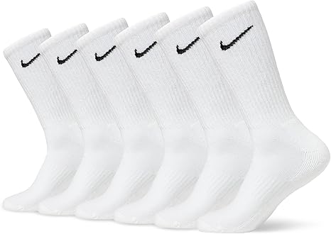 Nike Men's Everyday Cushion Crew-trainingssocken (6 Paar), White/Black, L