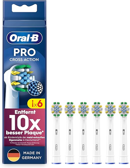 Oral-B Pro Tiefenreinigung  Aufsteckbürsten für Elektrische Zahnbürste  Tiefe Zahnreinigung, Ersatzbürsten mit X-Förmigen Borsten, Zahnbürstenaufsatz, Made in Germany  Weiß, 6 Stück