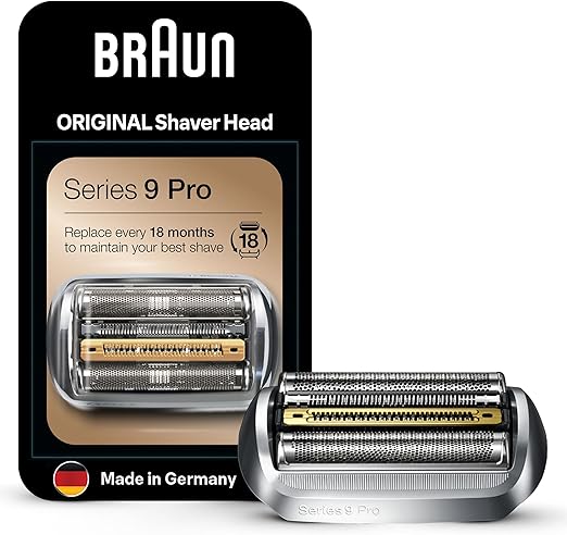 Braun Series 9 Pro Elektrorasierer Scherkopf, Ersatzscherteil vom Hersteller passend für Braun Herren Rasierer Series 9 Pro, 94M, chrom, 1er Pack