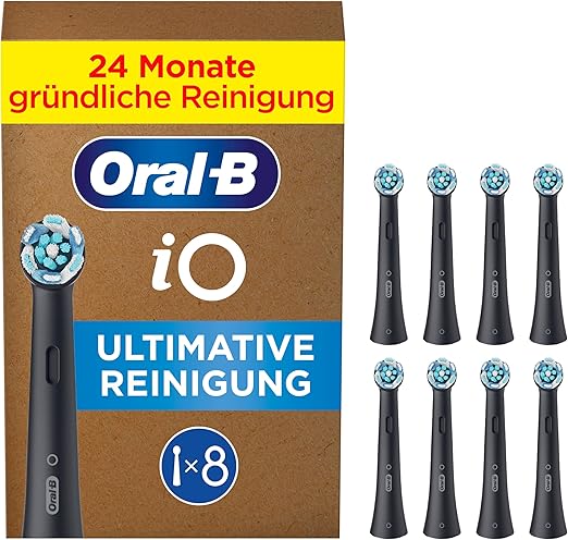 Oral-B iO Ultimate Clean Aufsteckbürsten – 8 Stück Ersatzbürsten Schwarz