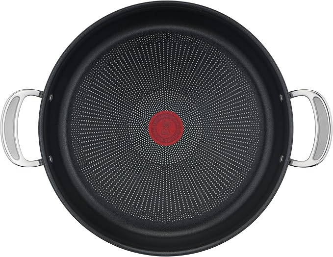 Tefal Jamie Oliver Cooks Classic Servierpfanne 30 cm, Schmorpfanne Induktion mit Antihaftversiegelung, Thermo-Signal bei idealer Brattemperatur, für alle Herdarten geeignet, Edelstahl, E30690