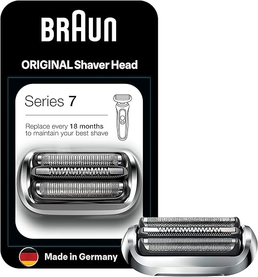 Braun Series 7 Elektrorasierer Scherkopf, Ersatzscherteil vom Hersteller passend für Braun Herren Rasierer Series 7 der neuen Generation, 73S, Silber, 1er Pack