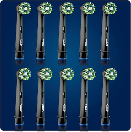 Oral-B CrossAction Black Edition Aufsteckbürsten mit CleanMaximiser-Borsten für ganzheitliche Mundreinigung, 10 Stück