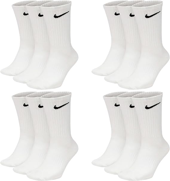 Nike 6 Paar Everyday Lightweight Crew SX7676 Tennis Socke weiß schwarz grau, Farbe:weiß, Größe:38-42