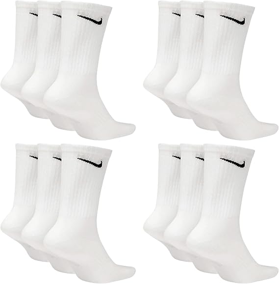 Nike 6 Paar Everyday Lightweight Crew SX7676 Tennis Socke weiß schwarz grau, Farbe:weiß, Größe:38-42