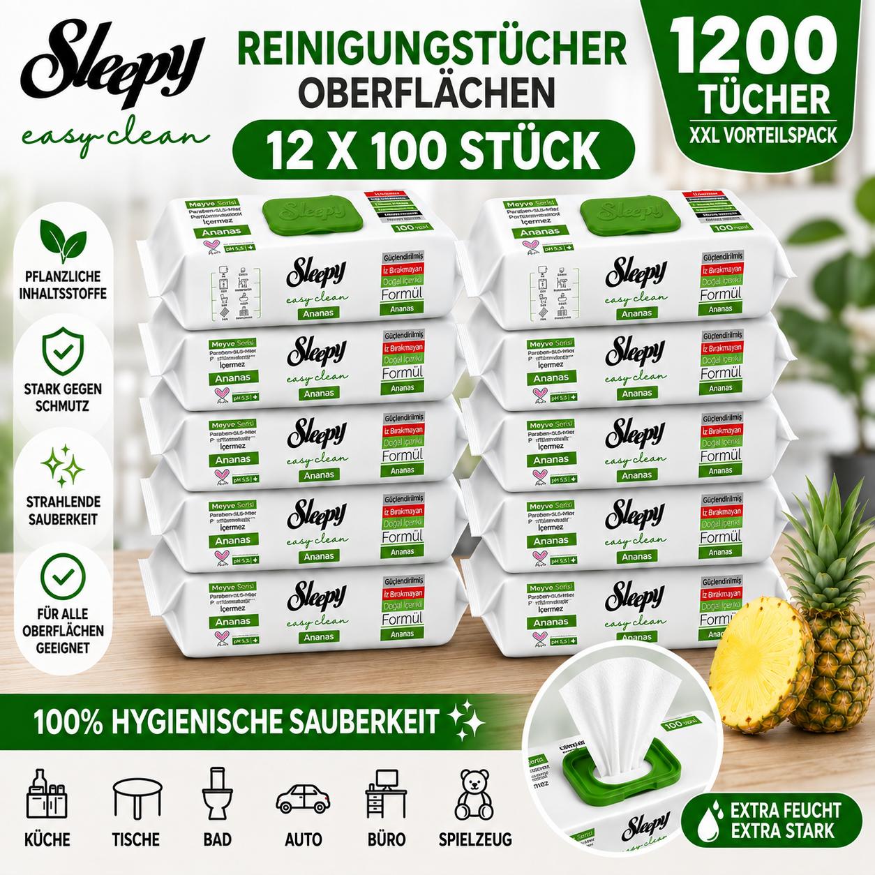 Sleepy Easy Clean Ananas 12x100