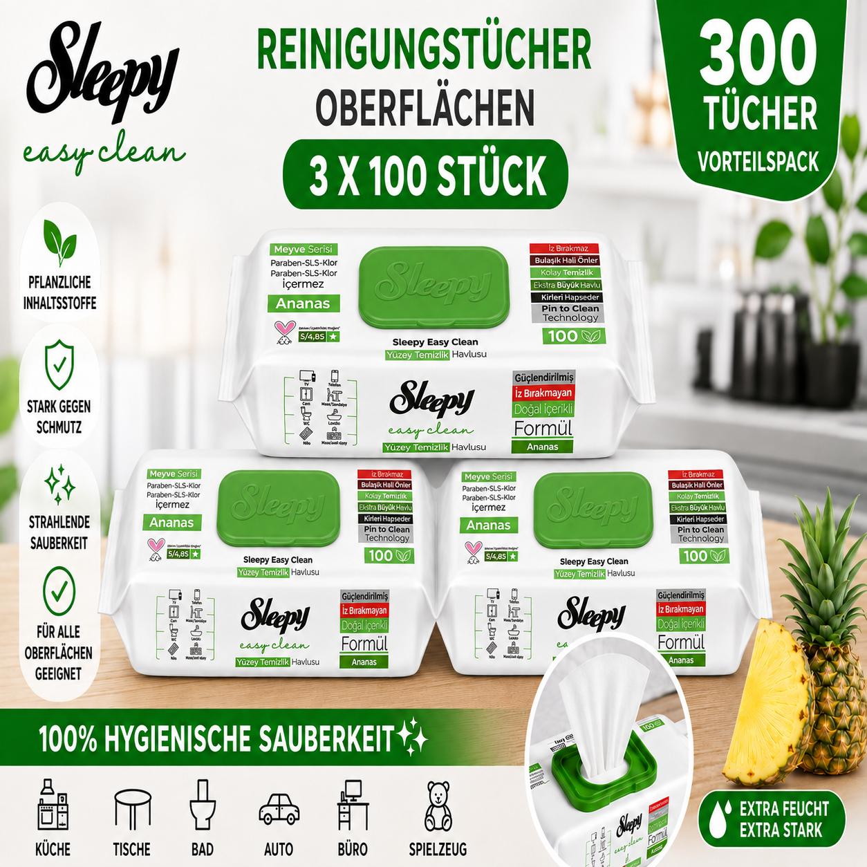 Sleepy Easy Clean Ananas 3x100