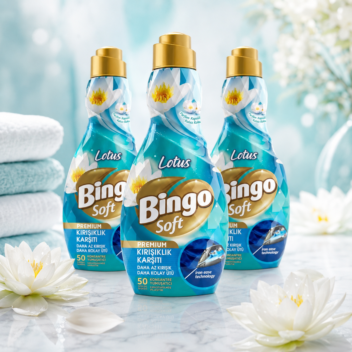 Bingo Soft Premium Weichspüler Lotus 3x 1200 ml