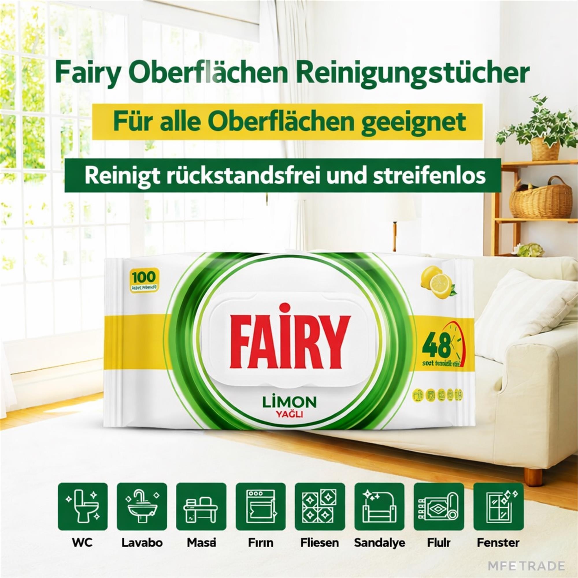 Fairy Oberflächenreinigungstücher Zitrone 12er