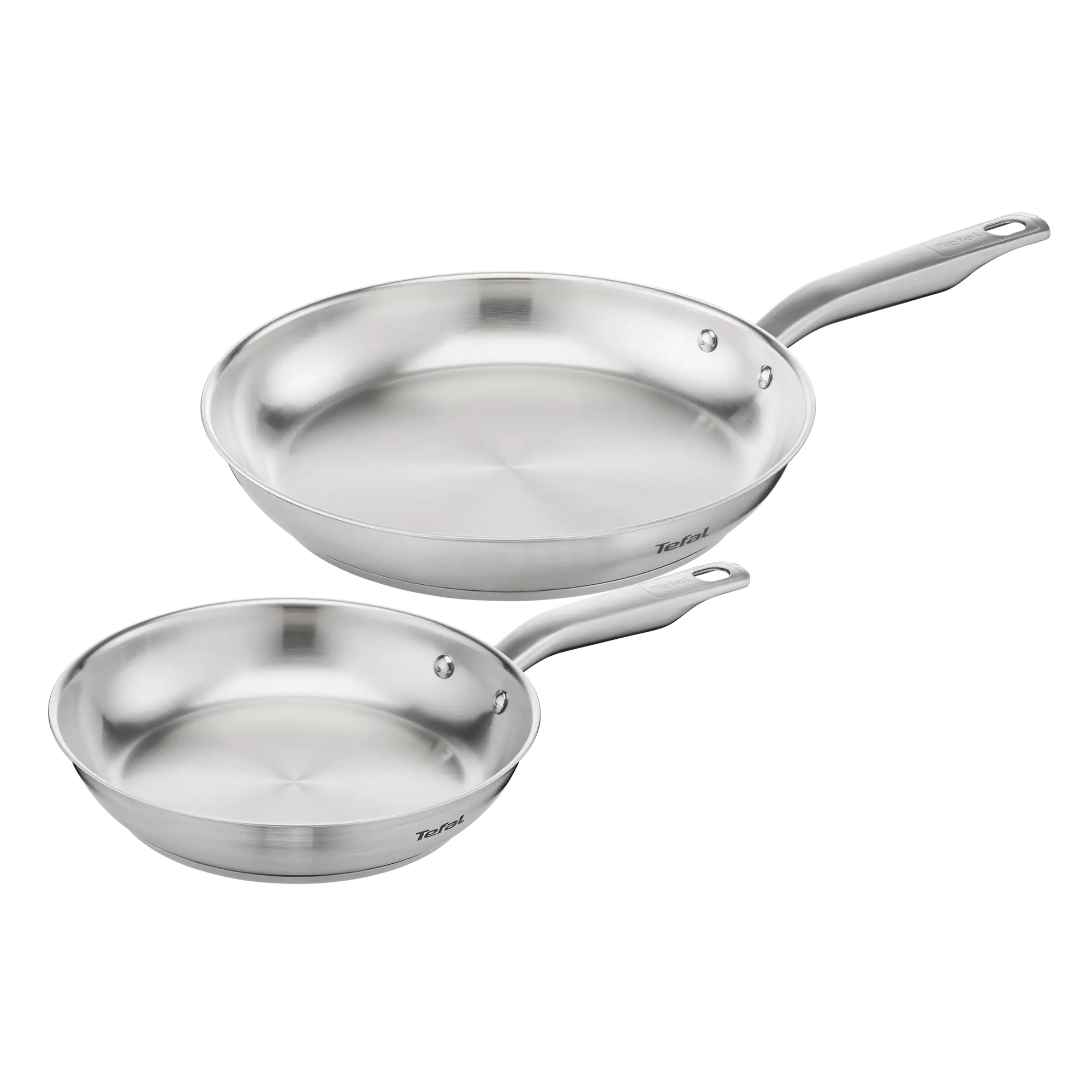 Tefal Virtuoso 2-teiliges Pfannenset 24 + 28 cm, Pfannen Induktion, hochwertiger Premium-Edelstahl, unversiegelt, für alle Herdarten geeignet, backofengeeignet bis zu 250°C, E492S2