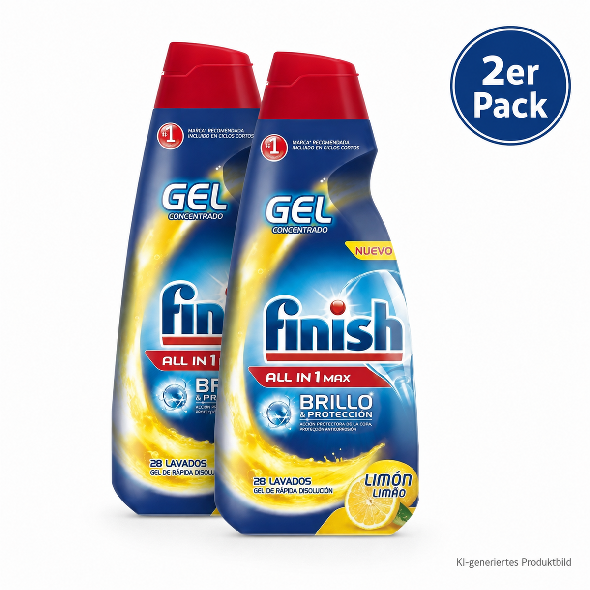 Finish All in 1 Lemon Spülmaschinen-Gel 2er Vorteilspack – 2 x 560 ml