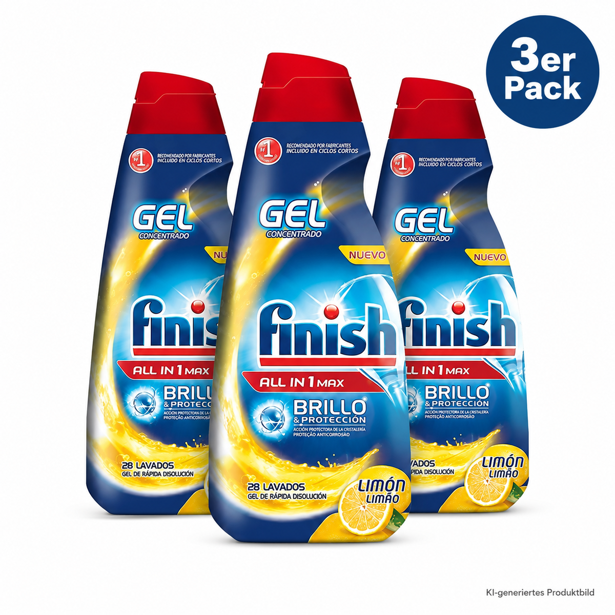 Finish All in 1 Lemon Spülmaschinen-Gel 3er Vorteilspack – 3 x 560 ml