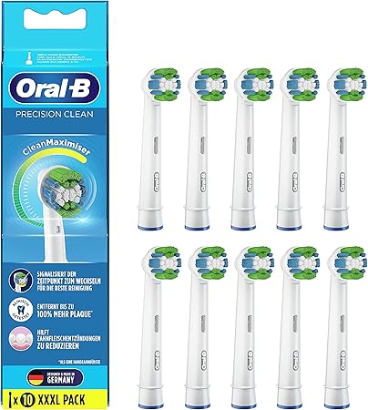 Oral-B Precision Clean Aufsteckbürsten für elektrische Zahnbürste, 10 Stück, mit CleanMaximiser-Borsten für optimale Zahnpflege, Zahnbürstenaufsatz für Oral-B Zahnbürsten