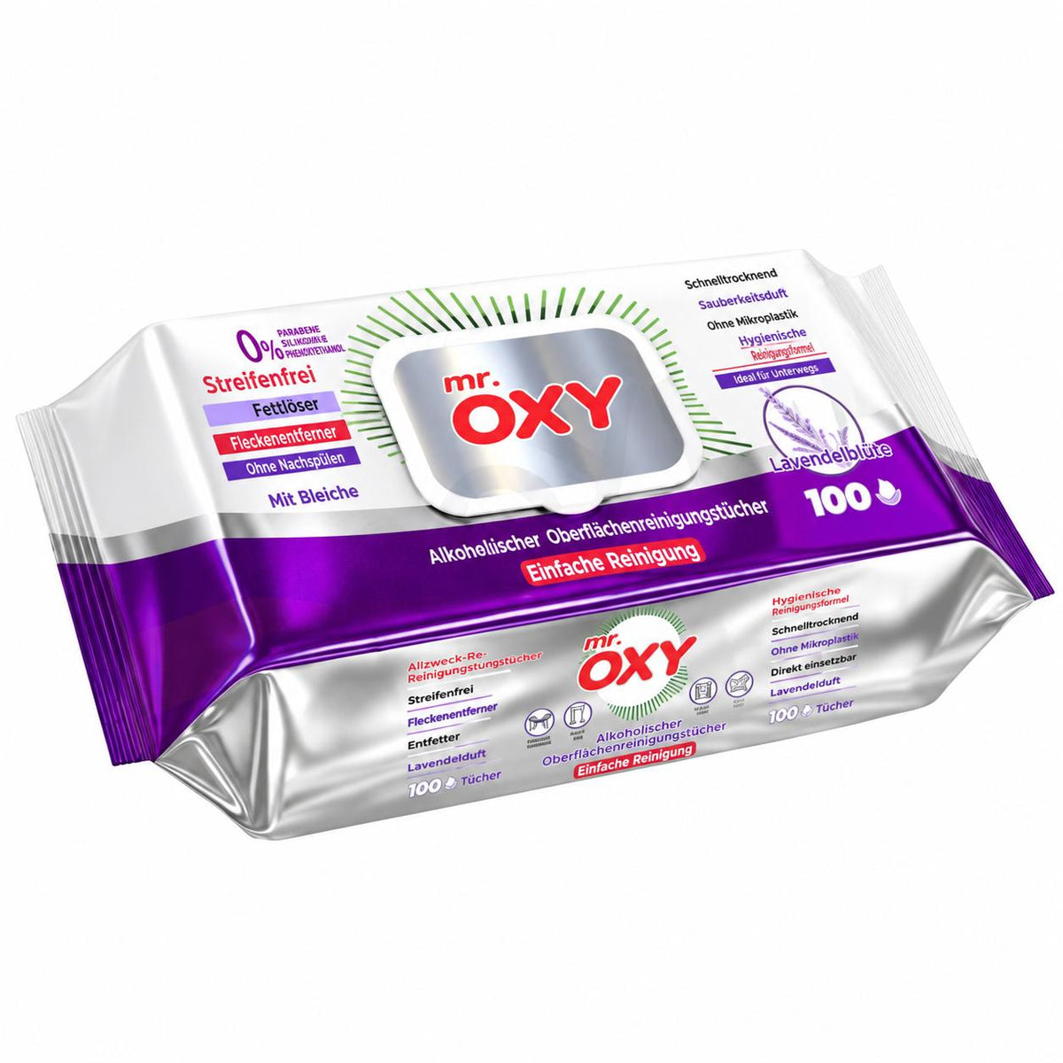 Mr Oxy Oberflächen-Reinigungstücher Lavendelbrise – 1er Set, 1 x 100 Tücher