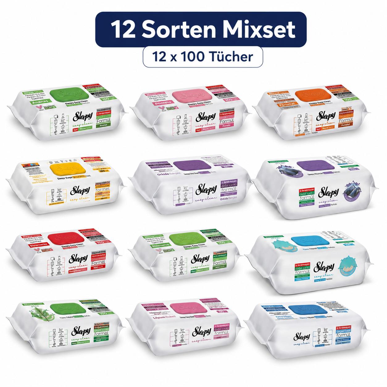 Sleepy Easy Clean 12er Mixset – 1.200 Oberflächenreinigungstücher für Küche, Bad & Alltag