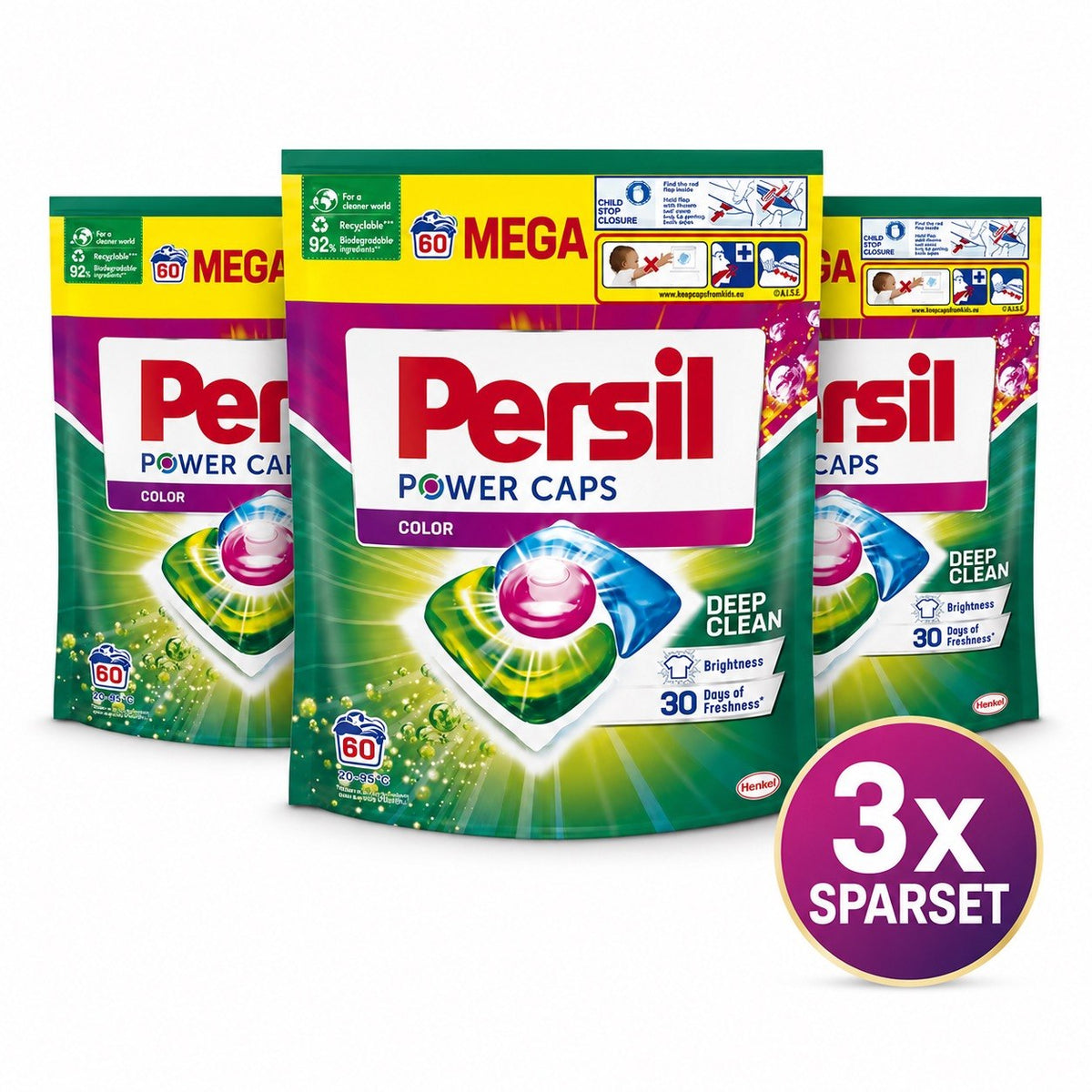 Persil Power Caps Color / Colour 3er Sparset – Waschmittel Caps Vorratspack