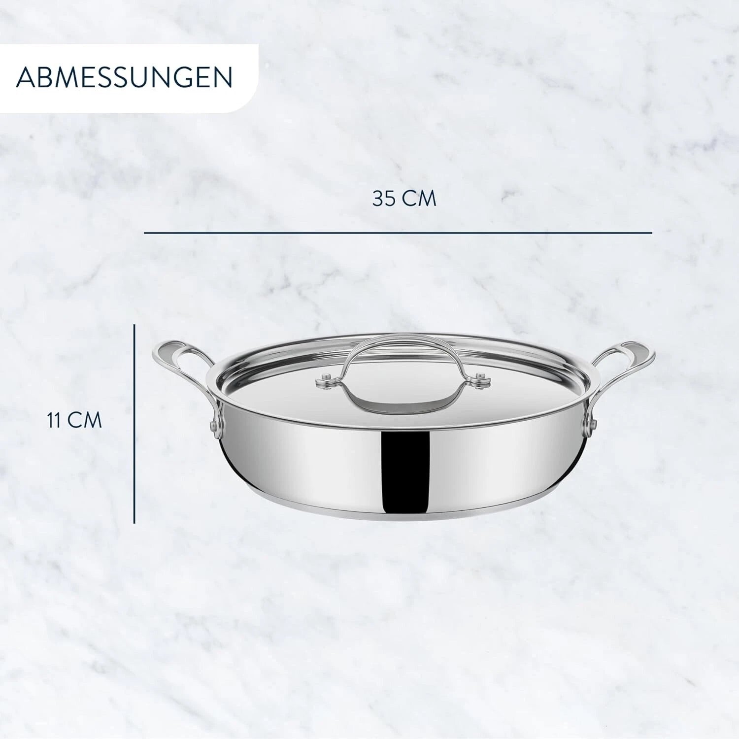 Tefal Jamie Oliver Cooks Classic Servierpfanne 30 cm, Schmorpfanne Induktion mit Antihaftversiegelung, Thermo-Signal bei idealer Brattemperatur, für alle Herdarten geeignet, Edelstahl, E30690