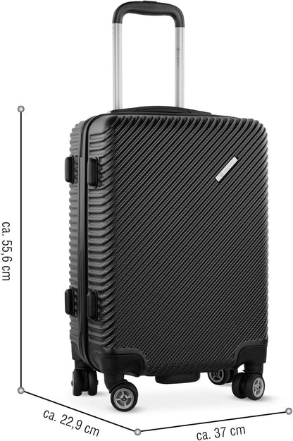 bugatti Handgepäck Hartschalenkoffer S – Kompakter Trolley mit 4 Rollen & TSA-Schloss, Schwarz, 56 cm