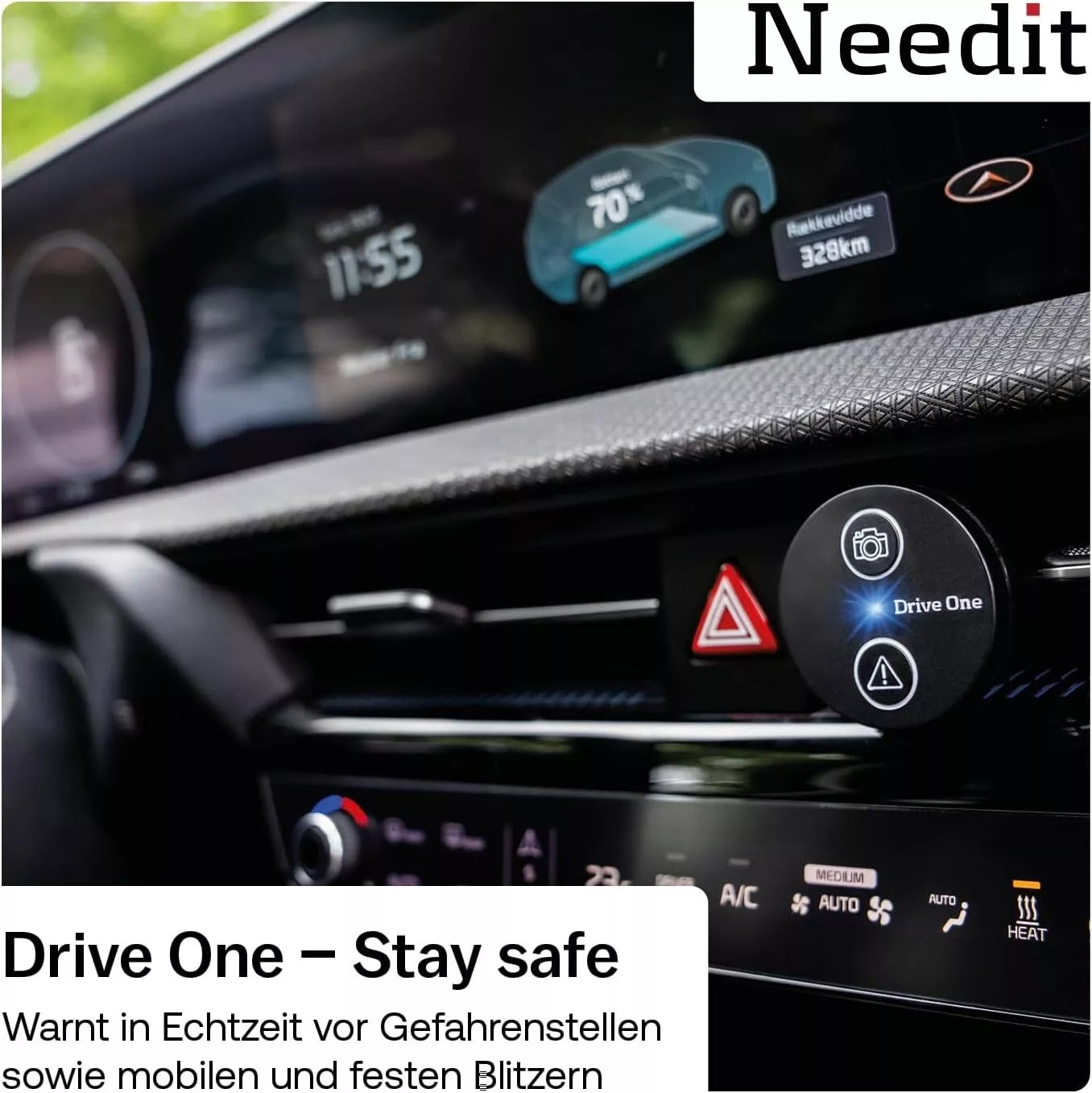 Needit Drive One – Original Warnsystem mit Echtzeit-Daten von Blitzer.de