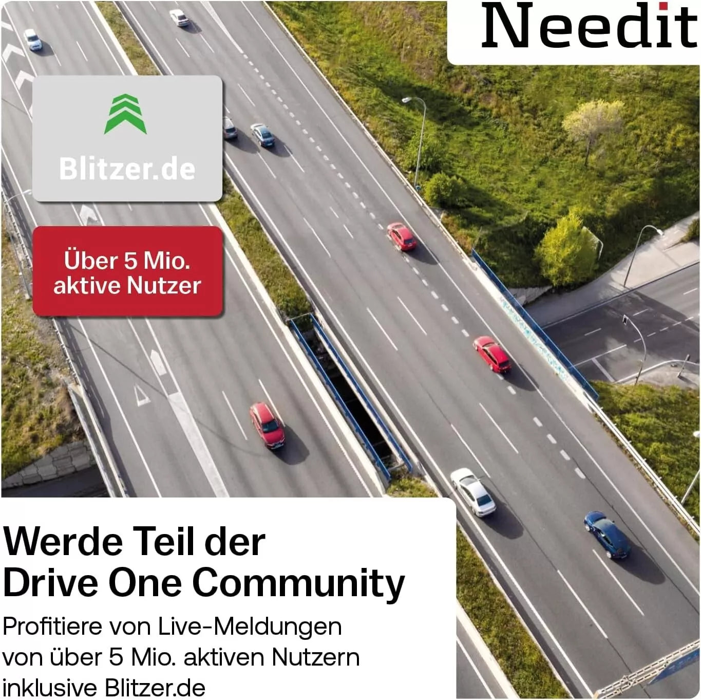 Needit Drive One – Original Warnsystem mit Echtzeit-Daten von Blitzer.de