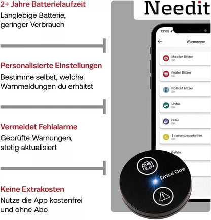 Needit Drive One – Original Warnsystem mit Echtzeit-Daten von Blitzer.de