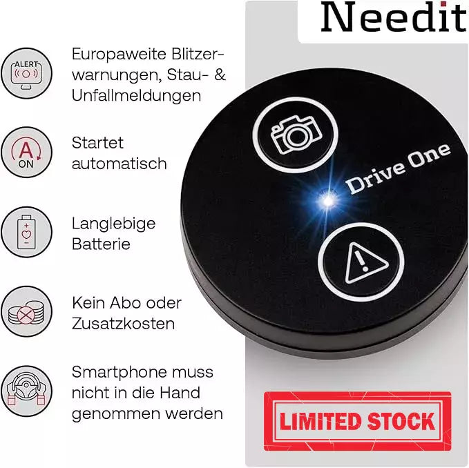 Needit Drive One – Original Warnsystem mit Echtzeit-Daten von Blitzer.de