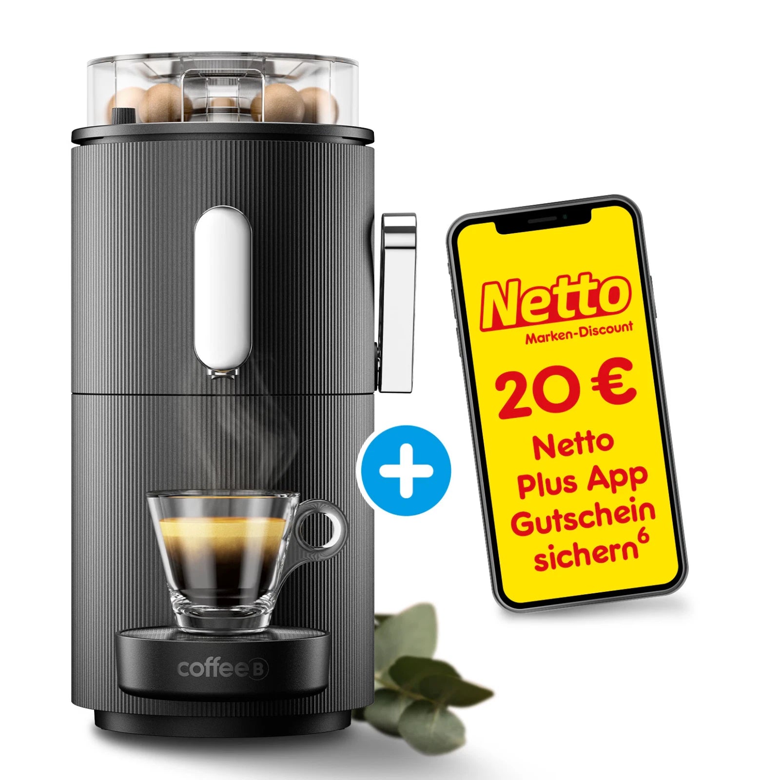 CoffeeB Kaffeemaschiene Globe black + 20€ Netto Gutschein